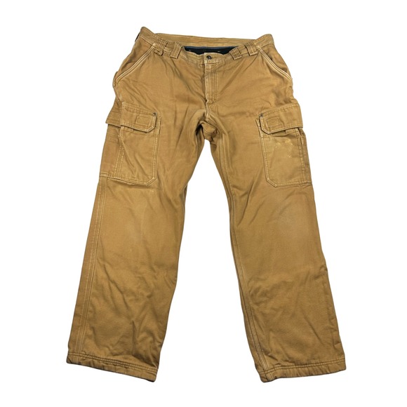 Duluth Trading Co Other - Duluth Trading Co Fleece Lined Tan Relaxed Fit Cargo Work Pants Brown Mens 38x32